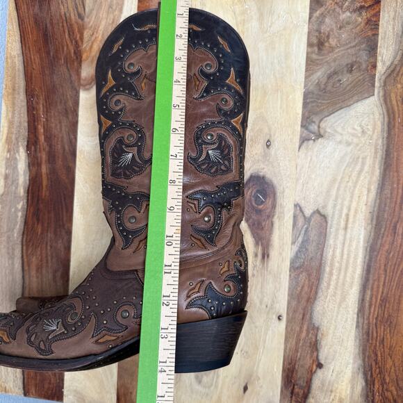 Lucchese M5015 Women’s Fiona Scarlette Cafe Brown Calf Stud Cowboy Western boots - Picture 13 of 13